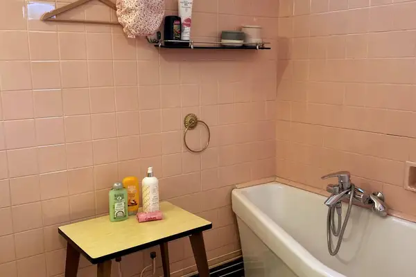 Salle de bain rose vintage
